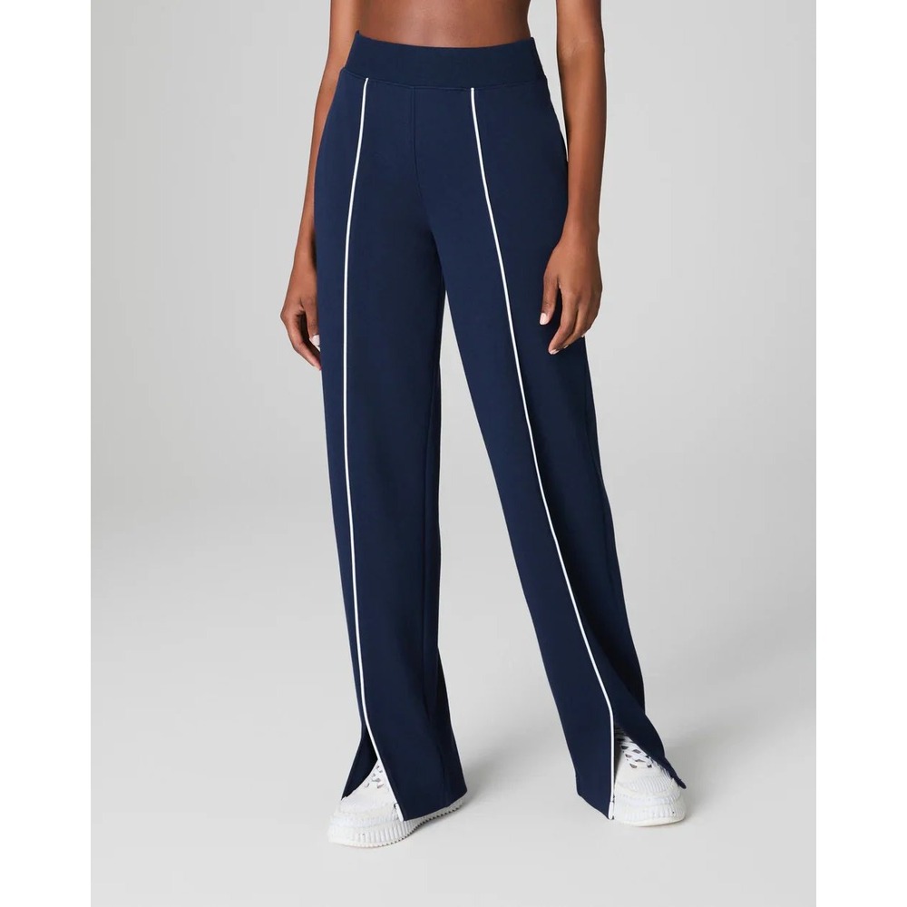 NWT SPANX AirEssentials Pique Straight Leg Pant In Timeless Navy Size XL Lounge